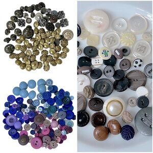 Vintage Button Collection Lot 300+ Mixed Colors Gold Blue Black White Assorted